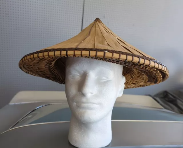 Vintage Asian Hat Rice Paddy Sedge Farmer Straw Bamboo Hat