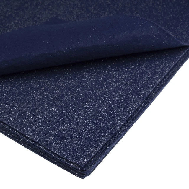 Bastelfilz mit Glitzer 30x40cm Dekofilz Filzplatten Filzstoff 1mm, marineblau