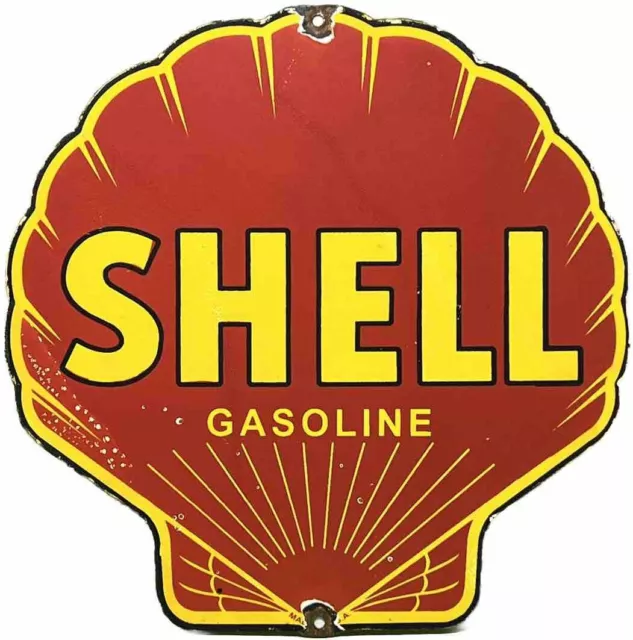 Vintage Shell Gasoline Porcelain Sign Gas Station Pump Plate Motor Oil Service