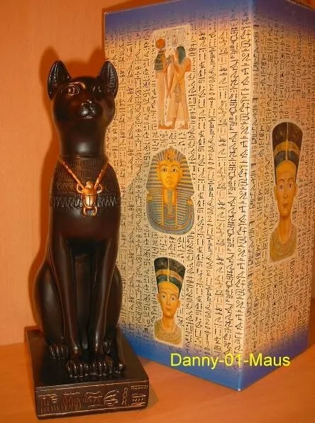 Bastet Figur sitzend Ägypten Figur ägyptische Statue schwarz gold ca 20 cm NR2