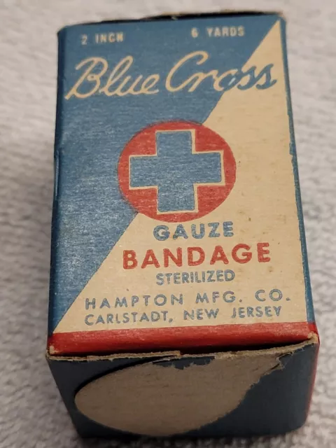 Antique Blue Cross Gauze Bandage Carlstadt Nj Unopened Box Pharmacy Drug Store