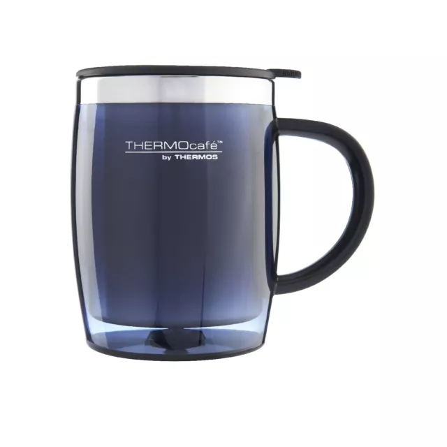 Genuine Thermos 450ml Desk Mug Blue Non Spill Insulated Coffee Tea Milk Cup New