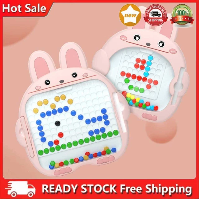 Tablero de garabatos duradero con forma de conejo tablero de arte de puntos magnéticos portátil para juguetes infantiles