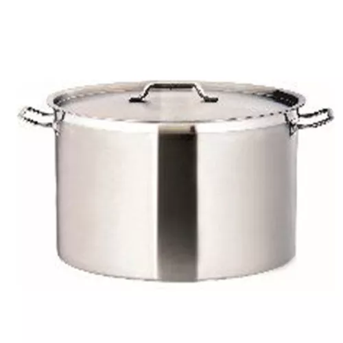 14L Commercial Stainless Steel Triple Bottom Forged Wide Stock Pot Pan Induction