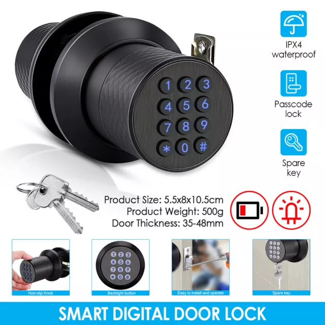 Electronic Keypad Smart Digital Door Locks with Spare Key Password Entry Knob