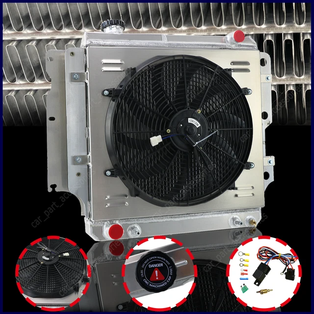 3-Row Aluminum Radiator+Shroud Fan+Thermostat For 1987-2006 Jeep Wrangler TJ YJ