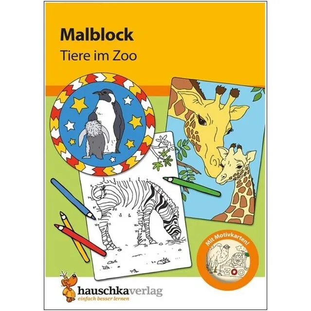 Malbuch TIERE IM ZOO - Malblock für Kinder 3 Jahre - Blätter einzeln abreißbar