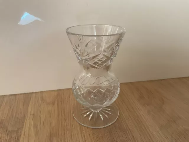 Edinburgh ? Crystal / Cut Glass Thistle Vase 11.5cm /4.5” High - Free Postage