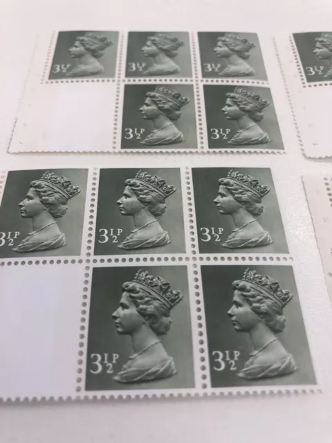 4 x GB 1974 SG X858 3 1/2p Booklet Stamps Olive-Grey MNH Stamp 5 + 1 Blank Label 2