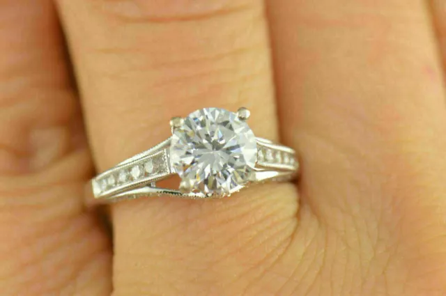 Engagement Ring 1.50Ct Round Cut Lab-Created Diamond In 14k White Gold Plated