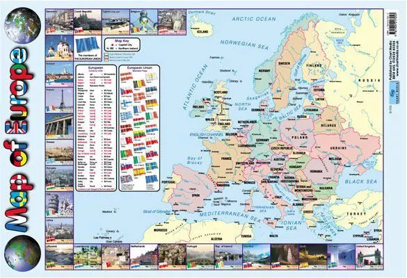 Laminated Map of Europe Mini Poster