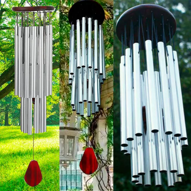 Wind Chimes Church Bell Quarters Outdoor Garden Hanging Decor Wooden Metal Tube