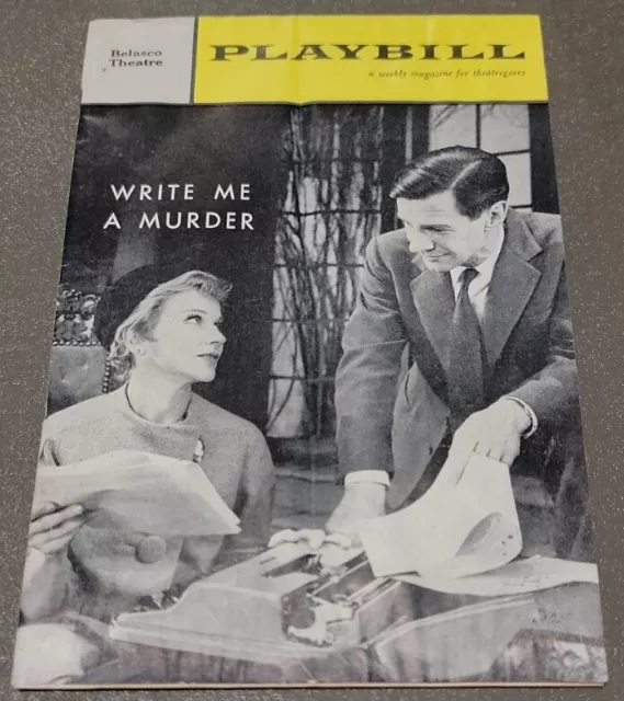 Playbill Write Me A Murder Dunholm Elliott Kim Hunter Belasco Theater 1962