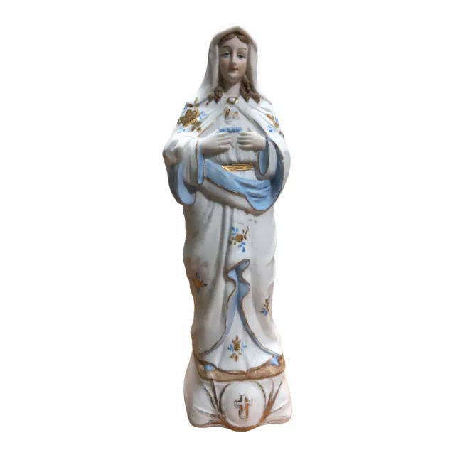 Vintage Virgin Mary Mother Pray Statue Hand Made Christian Stand Holly Our Lady