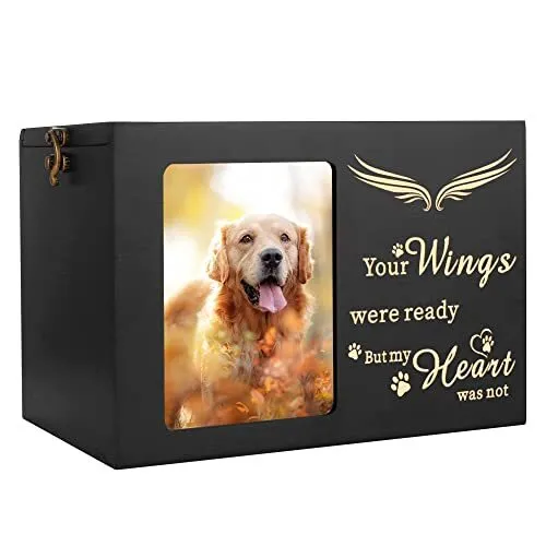 Pet Memorial Urns for Dog or Cat Ashes, Wooden Personalized Funeral Cremation...