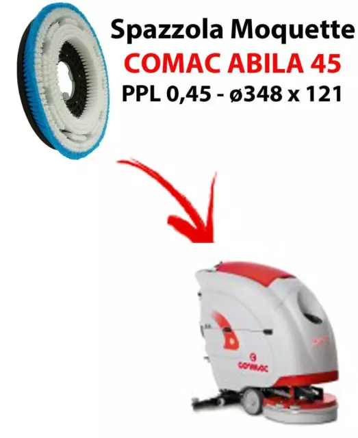 MOQUETTE BRUSH for scrubber dryer COMAC ABILA 45. Model: PPL 0,45 C/FLANGIA ⌀3