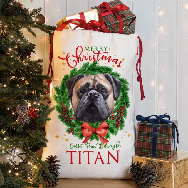Bullmastiff Christmas Sack Personalised Dog Xmas Santa Bag Puppy Gift DWS16 3