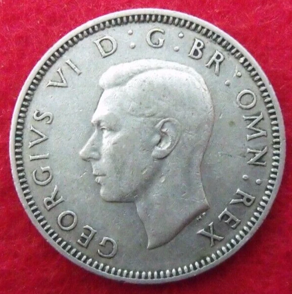 1945 GEORGE VI  SILVER SHILLING  ( 50% Silver )  British 1s Coin.   412
