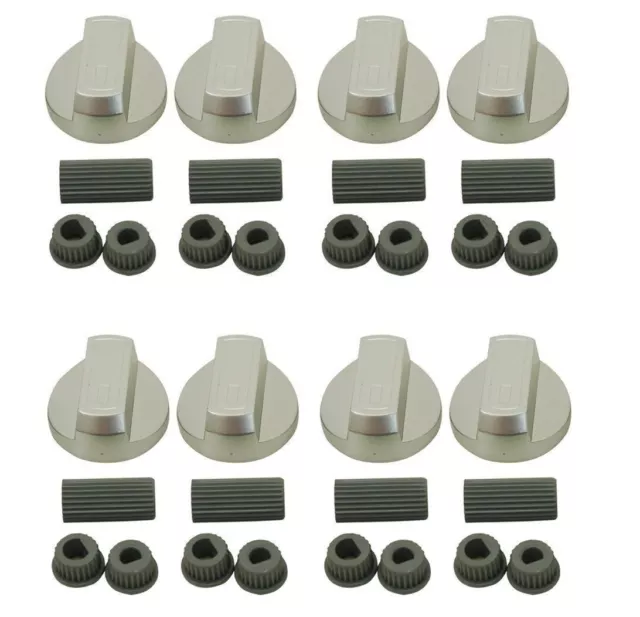 8 X Stufe Nuovo Mondo & Belling Manopola Forni e Fornelli Argento Adattatori