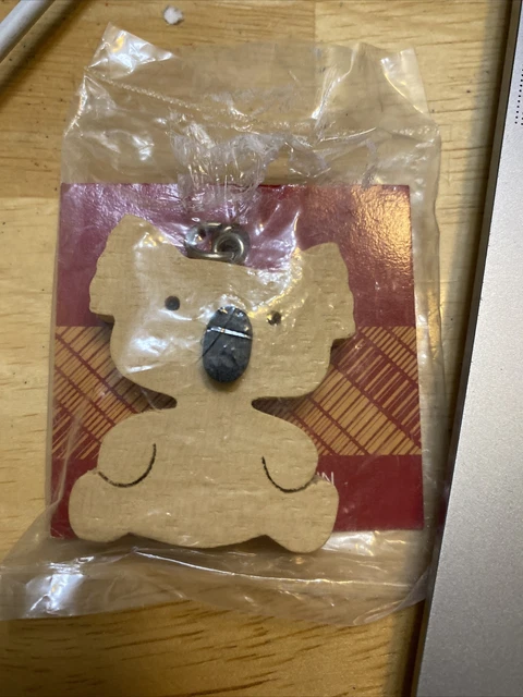 NOS VTG Avon Wooden Koala Bear Key Chain Key Ring 1.5 inches Tall Taiwan