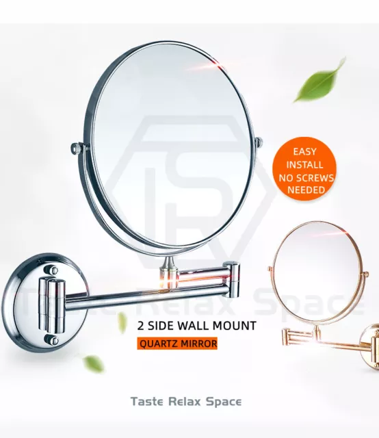 8" Foldable Cosmetic Beauty Makeup Shaving 2 Side Magnify Wall Mount Mirror