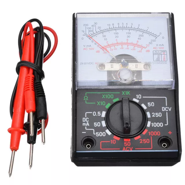 Analog Multimeter Ohm Volt DC Current AC/DC Voltage Tester Meter with Test Probe