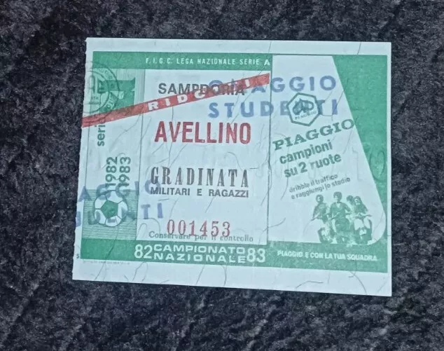 Ticket Biglietti stadio Calcio  Italia Sampdoria - Avellino 1982/83