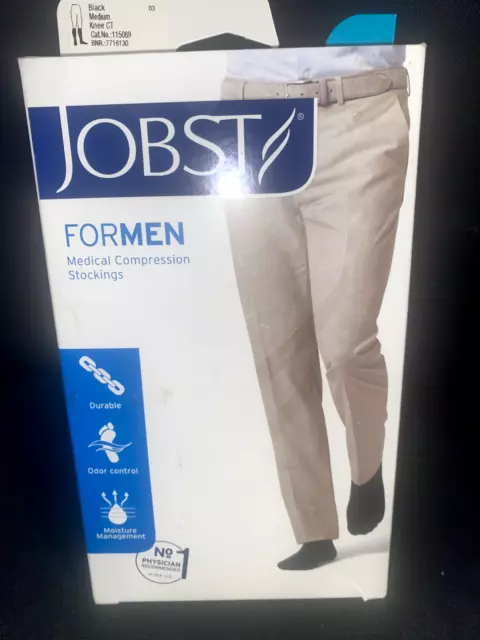 JOBST Men Medical Compression  Socks Black  Medium Knee High -New in Box