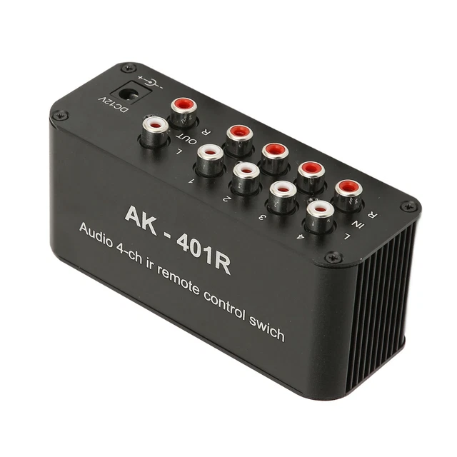 4 Way AV Switch Box 4 In 4 Video L/R Selector Stereo Switch IR
