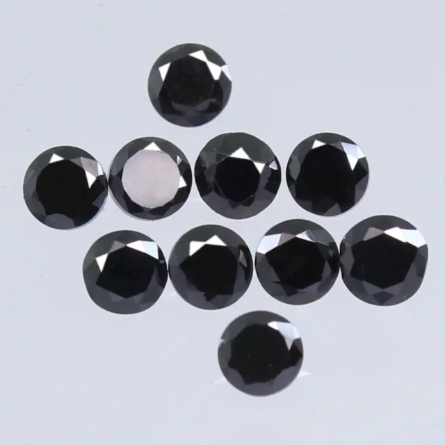 10 Pièces Lot De 4.00 MM Rond Brillant Coupe Chic Couleur Diamant Noir Labo Créé