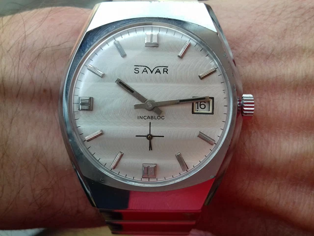 Montre Mécanique Vintage Savar 3160 Calendrier - Remontage Manuel - Années 1960 - Suisse - Neuf étiqueté
