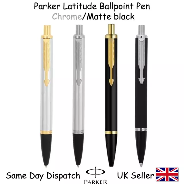 Parker Latitude Ballpoint Pen Black, Blue, Red,Stainless Steel Silver - Blue Ink