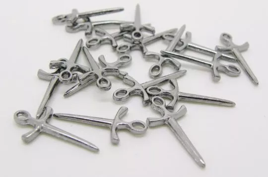 100 pcs Antique  Silver Metal  Sword Pendant  Ships from USA Immediately.