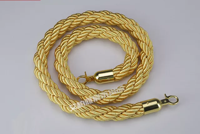 1.5 Meter Twisted Ropes Gold Control Rope Crowd Velvet Queue Line Barrier golden