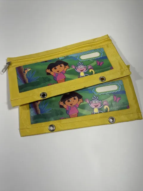 2x Vintage 2007 Dora The Explorer Pencil Case Pouch Nickelodeon New w Tags RARE!