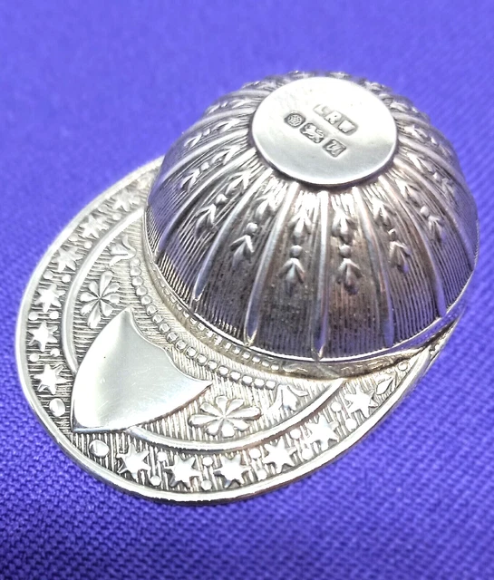 Silver - Hallmarked - Jockey / Cricket / Baseball Cap - Tea Caddy - Spoon