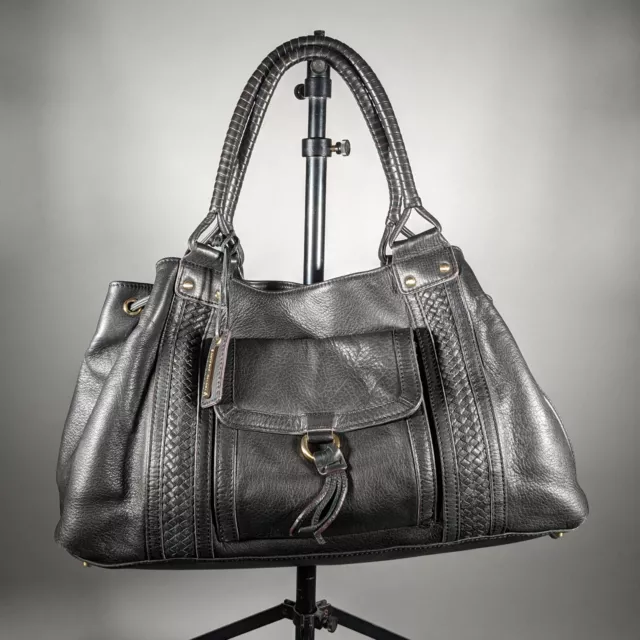 ANTONIO MELANI Black Leather Handbag Purse Bag • Hobo • NICE