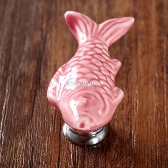 Poignées de porte en céramique en forme de poisson placard tiroir tirage armoire de cuisine 2