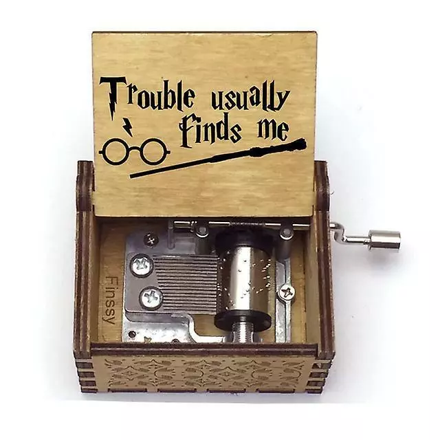 Harry Potter Trouble Usually Finds Me Engraved Wooden Music Box Musical Gift A19