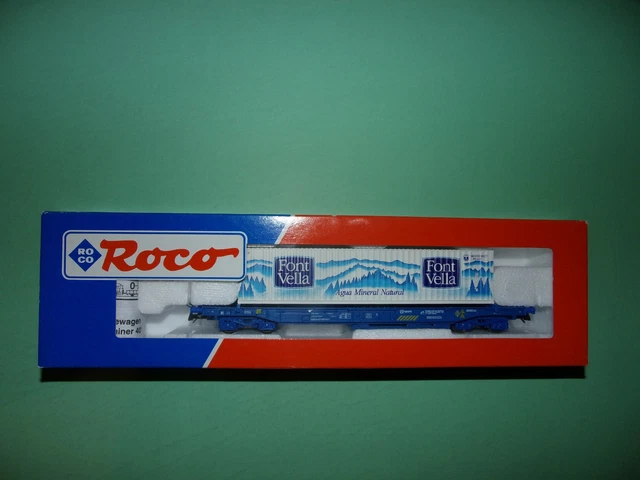 ROCO 46564, wagon poche type Sdkms chargé de 2 conteneurs de 20' Bad Reichenhaller Salz DB Neuf BO