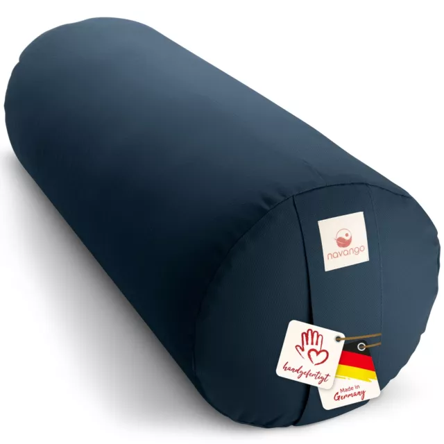 Yogarolle navango® Yoga Bolster mit Dinkelspelz Yogakissen Bezug waschbar