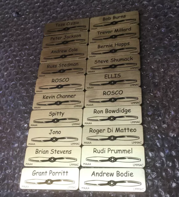 Bulk order 20 Name Badges with logo + Pin Laserable Plastic 70 x 23mm @$10 each