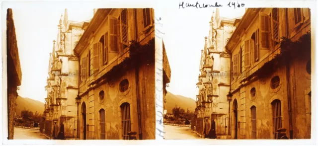 FRANCE Abbey of Hautecombe c1930 Photo Stereo Glass Plate Vintage 