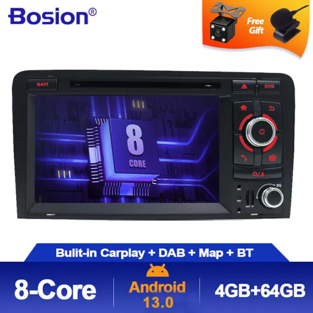 Android 13 Für AUDI A3 S3 RS3 8P 8V 8PA Autoradio NAVI GPS CarPlay DVD 4GB+64GB