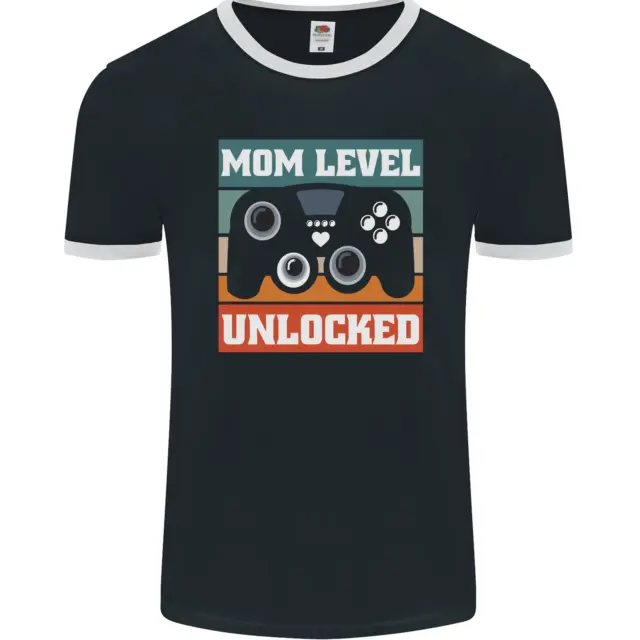 Mom Level Unlocked New Mommy Baby Born Mens Ringer T-Shirt FotL