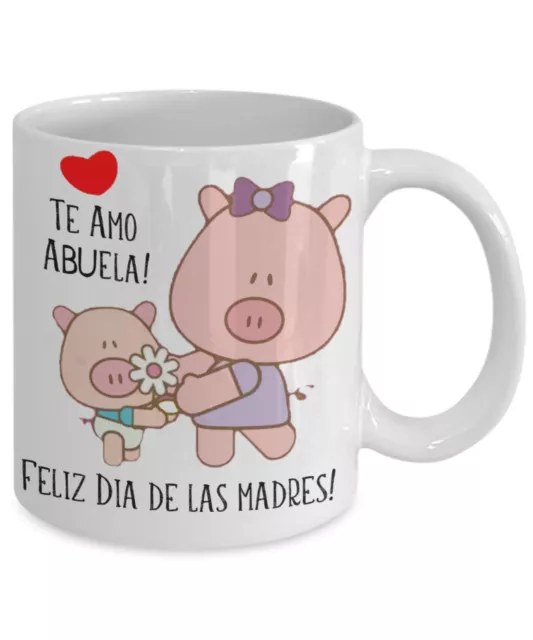 Grandma Mother's Day Spanish Language Pink Pig Piglet Coffee Mug Gift I Love You