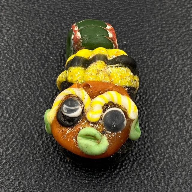 Roma Glass Excellent Ancient Old Phoenician Mosaic Plug Face Rare Amulet 2