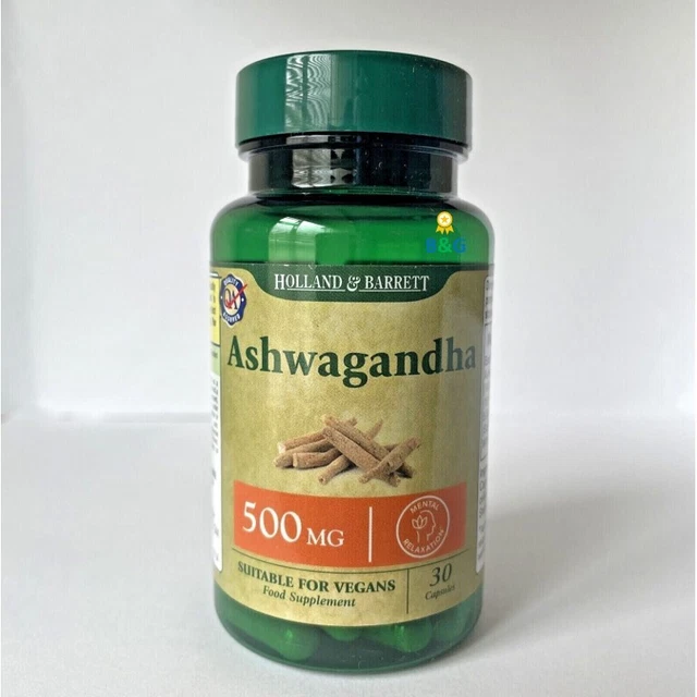 HOLLAND & BARRETT Ashwagandha 500mg 30 Capsules Vegan Food Supplement £