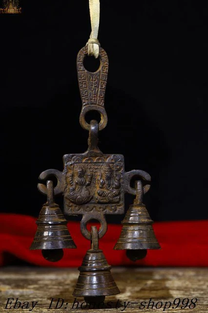 Tibet Buddhism bronze Elephant God of Wealth Swastika statue zhong bell Pendant