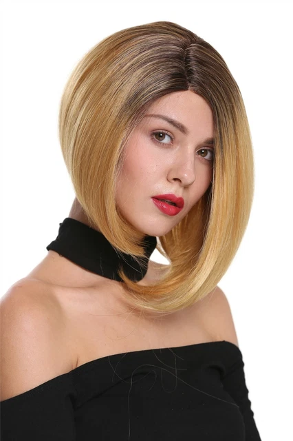 WIG ME UP Damenperücke Kurz, Blond Gesträhnt – Scheitel Gescheitelt, Aus Kunsthaar, Variable Größe